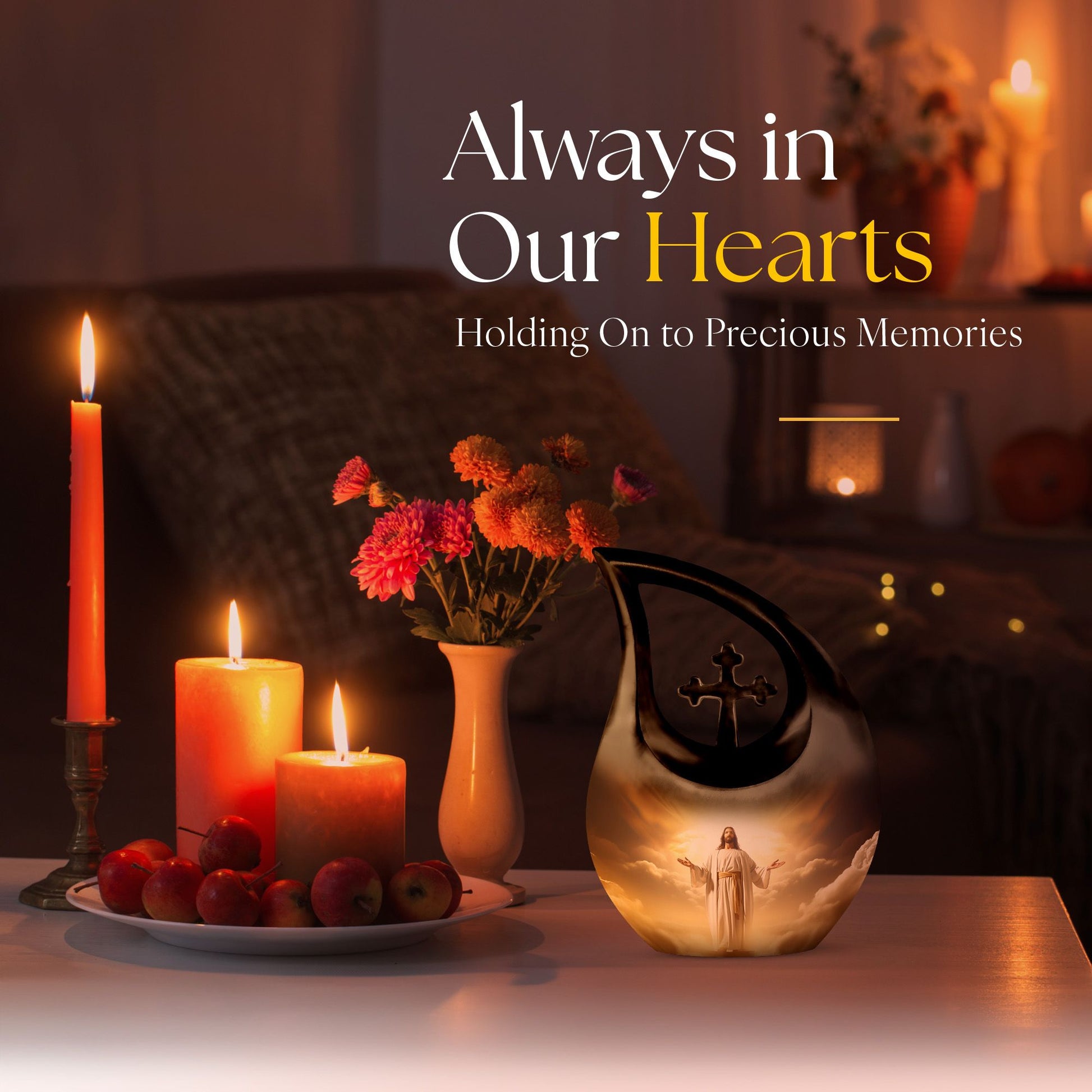 10 inch Jesus Christ themed Cross Drop urn, 