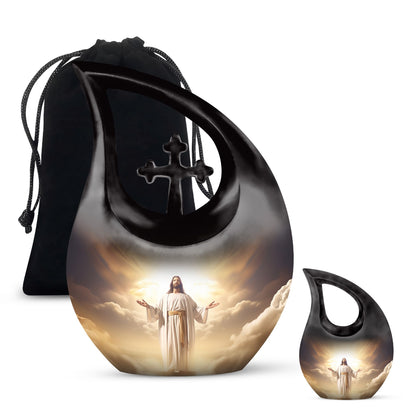 10 inch Jesus Christ themed Cross Drop urn, 