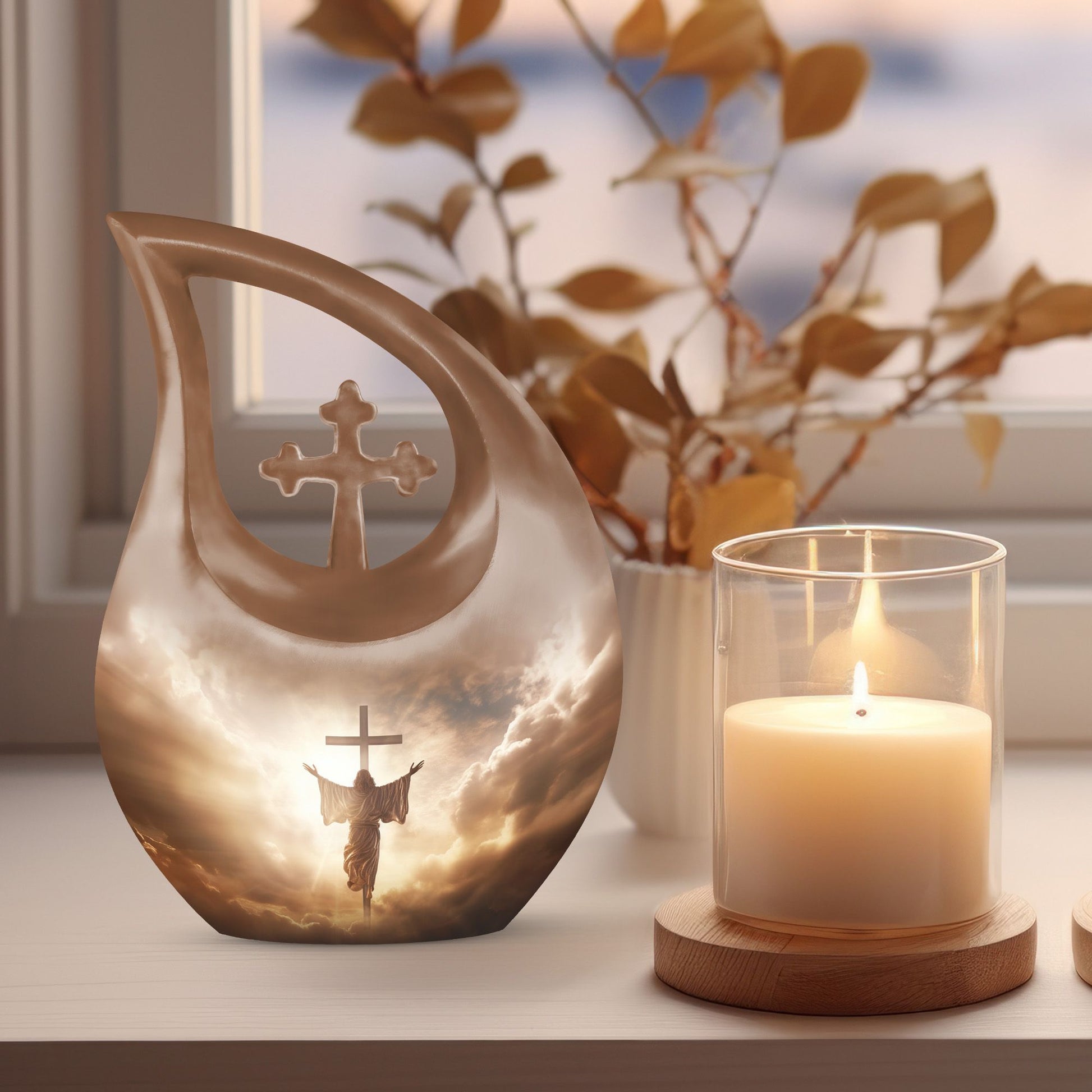  Jesus Christ urn, Cross Drop design, personalized  urn 