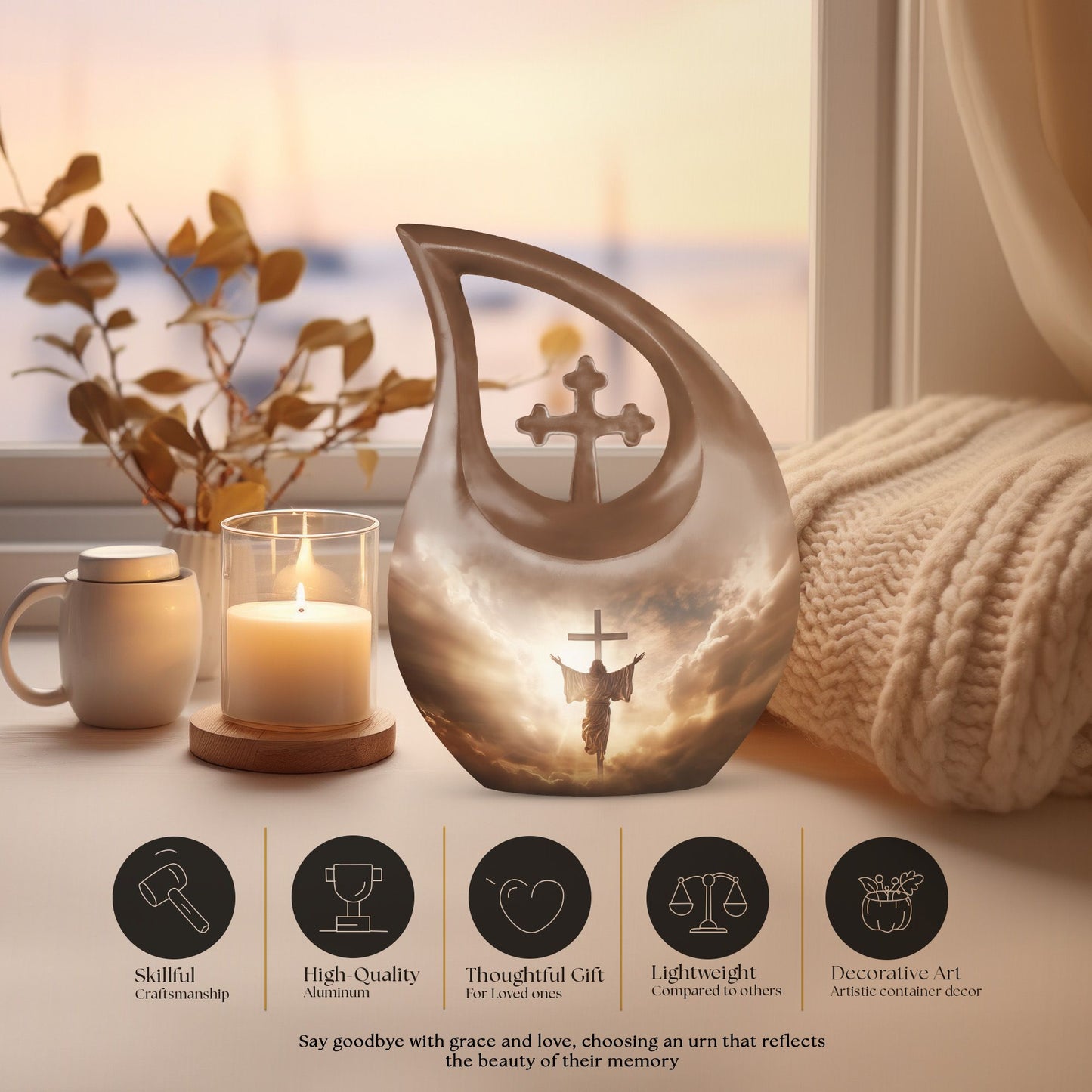 Jesus Christ urn, Cross Drop design, personalized  urn 