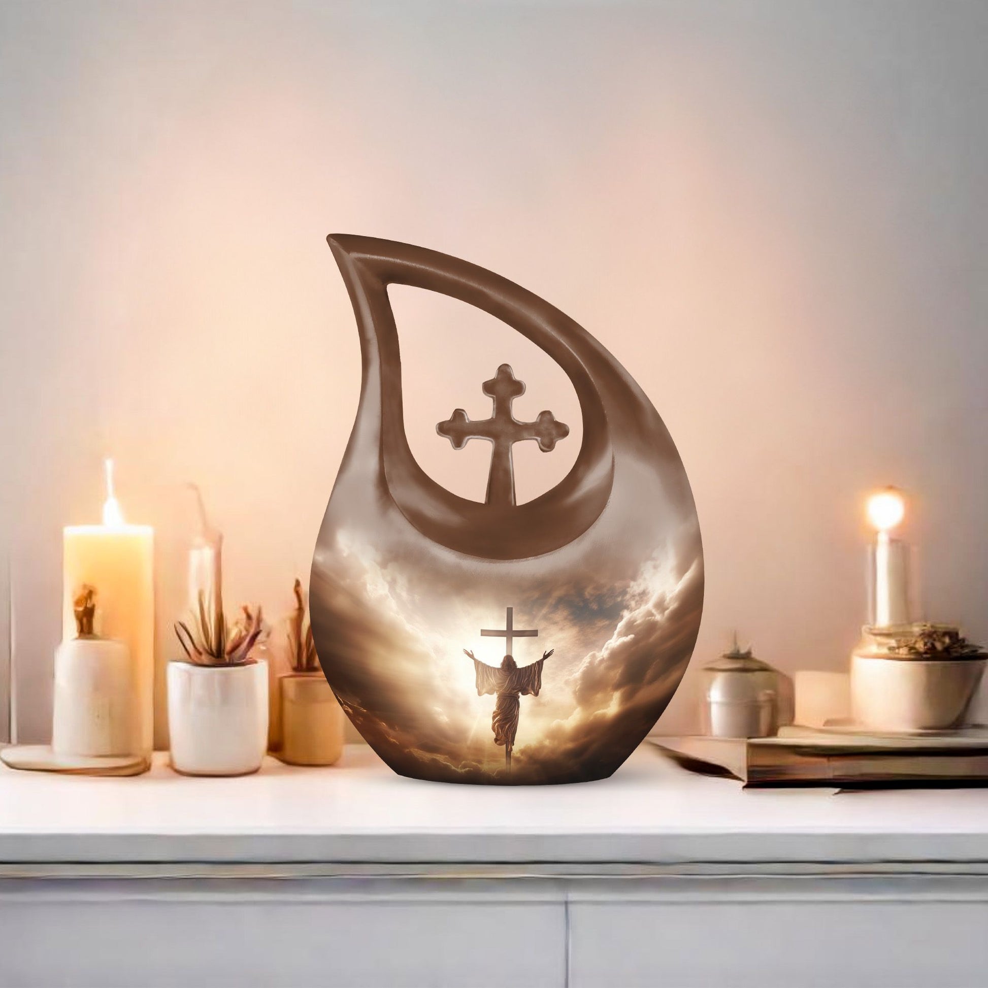  Jesus Christ urn, Cross Drop design, personalized  urn 