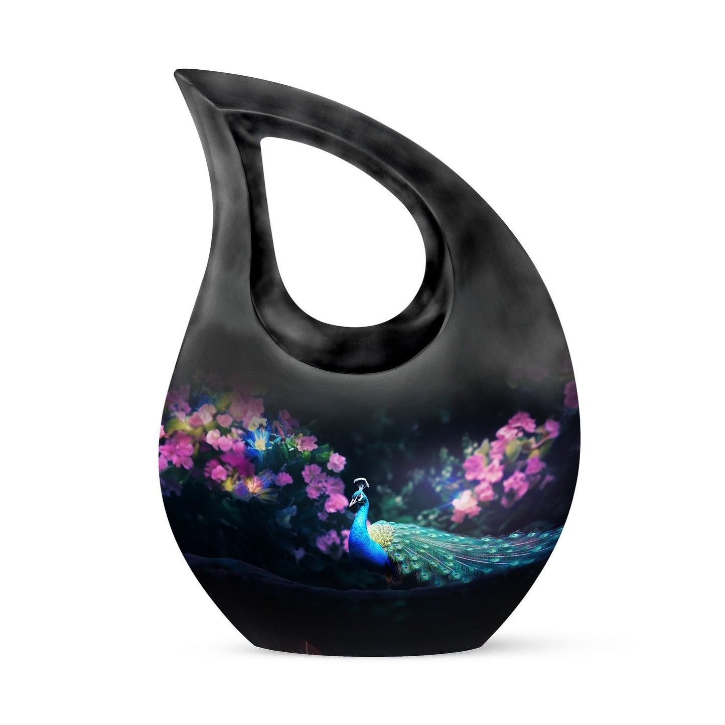 10-inch Peacock Themed Cross Drop Large Urn 