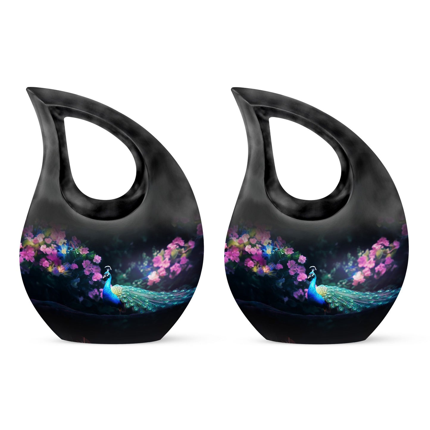 10-inch Peacock Themed Cross Drop Large Urn 