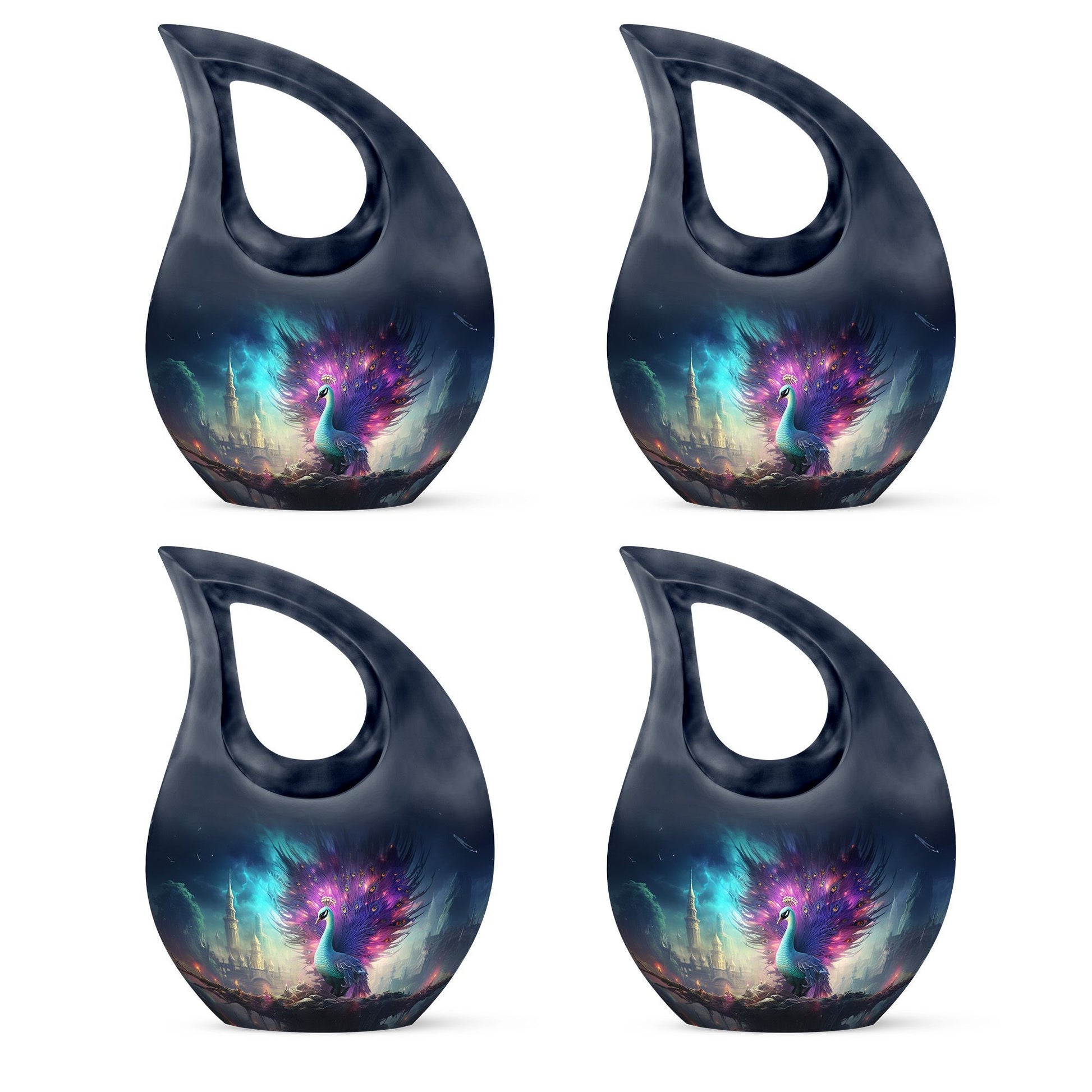 Peacock urn with Cross Drop design