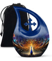 Cross Drop Peacock Urn, a Large Cremation Container 