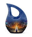 Cross Drop Peacock Urn, a Large Cremation Container 