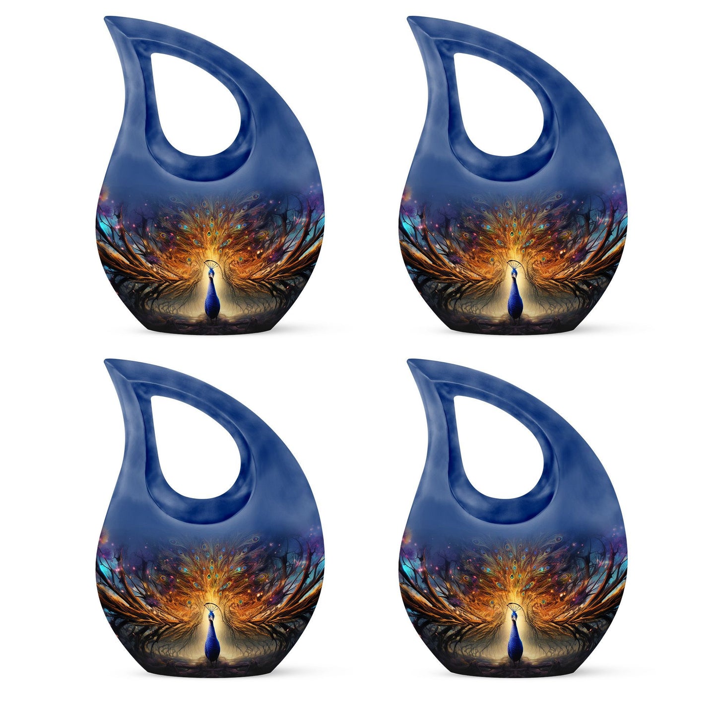 Cross Drop Peacock Urn, a Large Cremation Container 