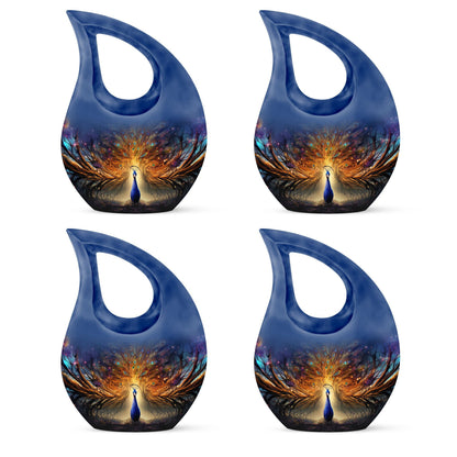 Cross Drop Peacock Urn, a Large Cremation Container 