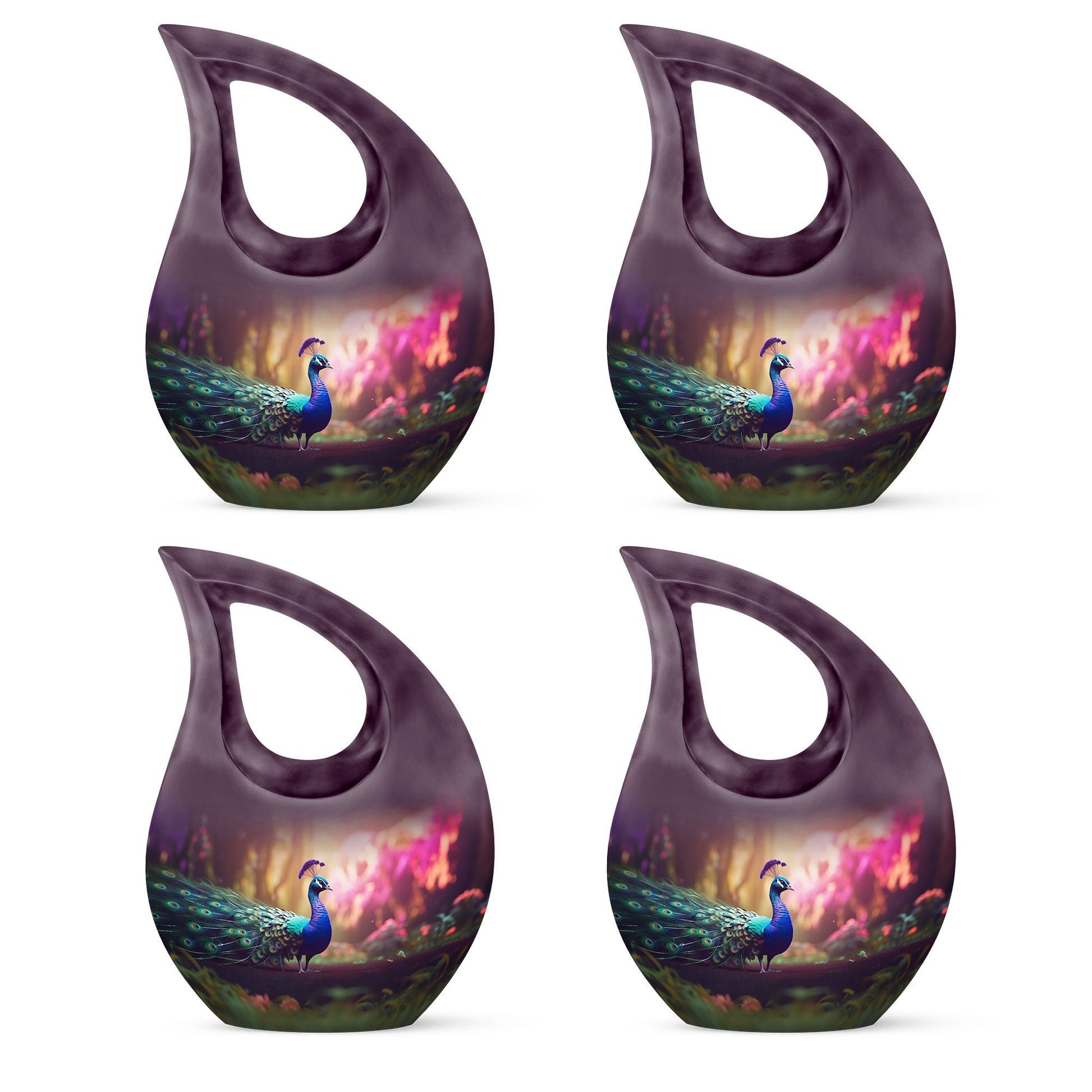 10 Inch Peacock Themed Cross Drop Urn for Ashes,