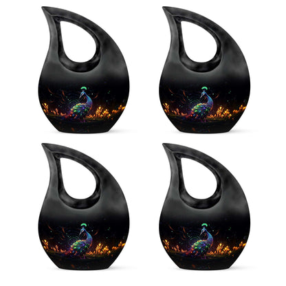 10 inch Peacock Urn for Human Ashes, Cross Drop Design, 