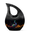 10 inch Peacock Urn for Human Ashes, Cross Drop Design, 