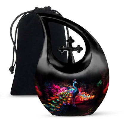Personalized Peacock Cremation Urn for Human Ashes - 10-inch, 200 cu in - Yatskia