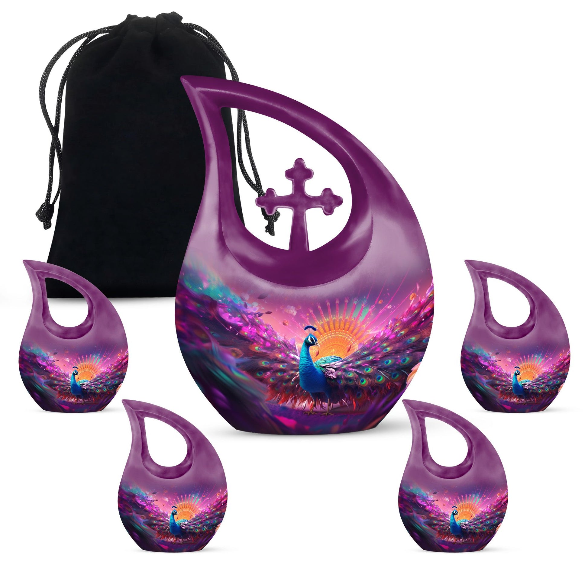 Aluminium Peacock Urn, Cross Drop Design, Affordable 