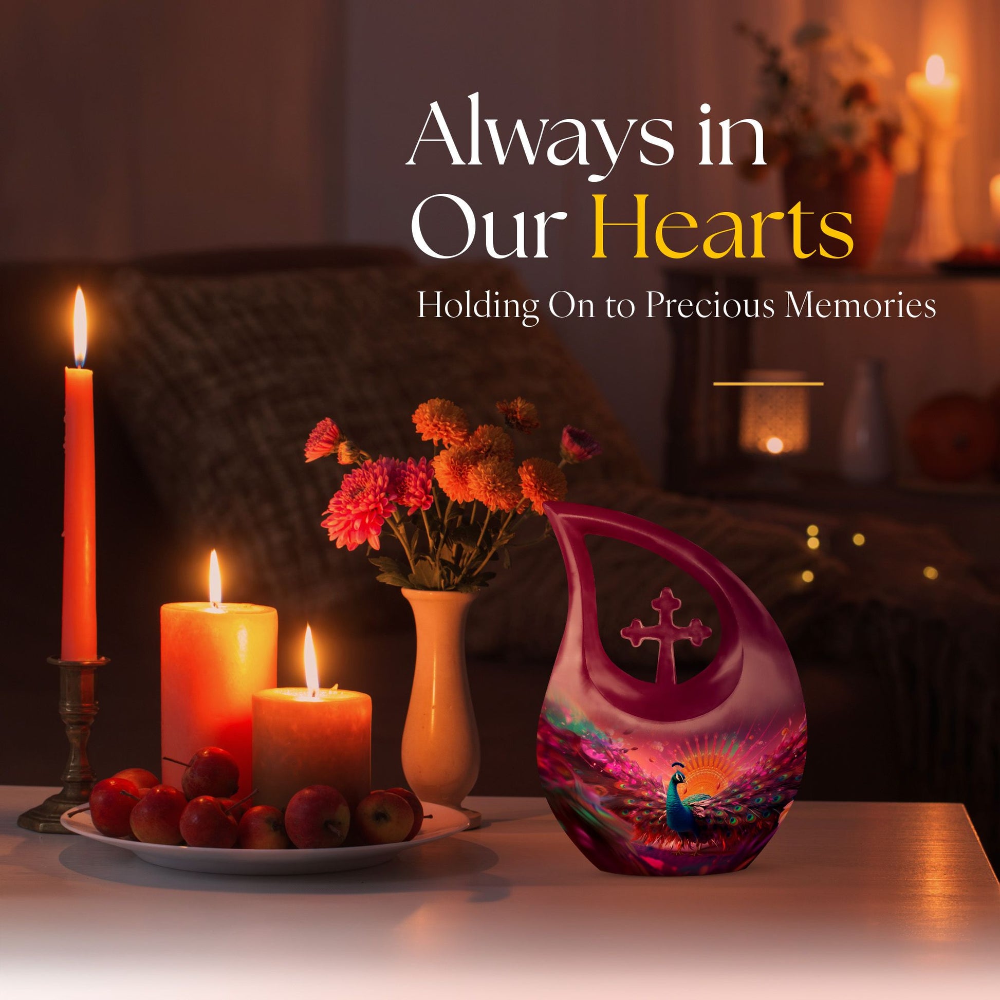 Aluminium Peacock Urn, Cross Drop Design, Affordable 