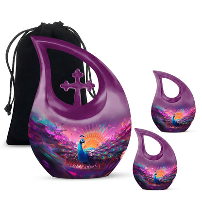 Aluminium Peacock Urn, Cross Drop Design, Affordable 