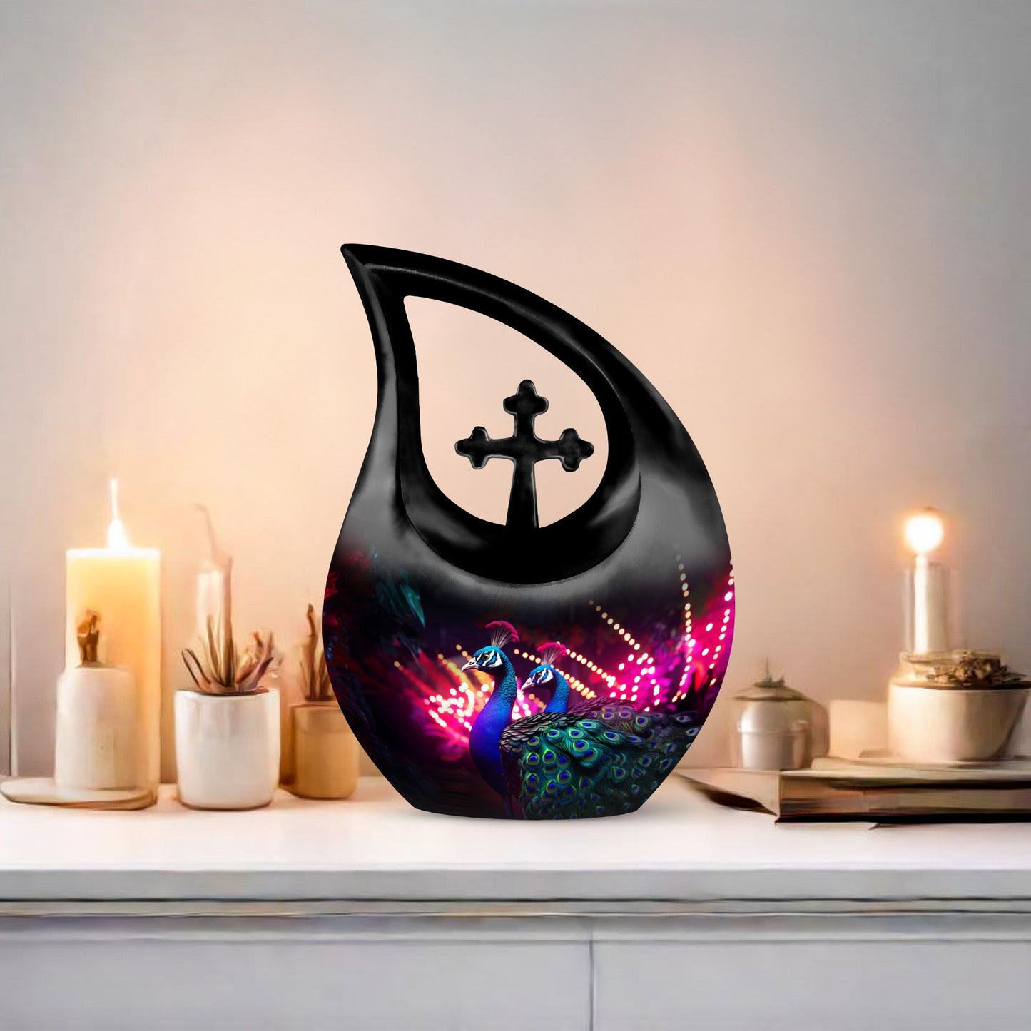 10-inch peacock urn