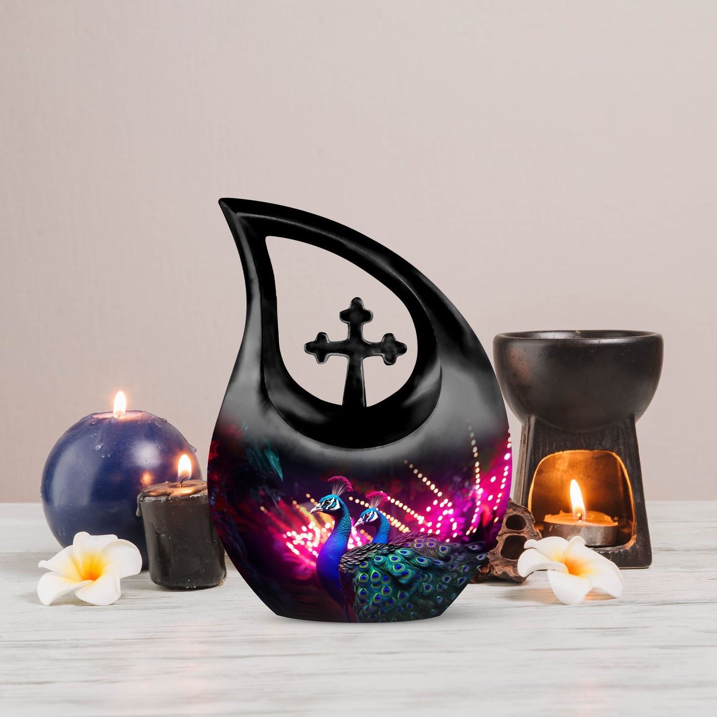 10-inch peacock urn