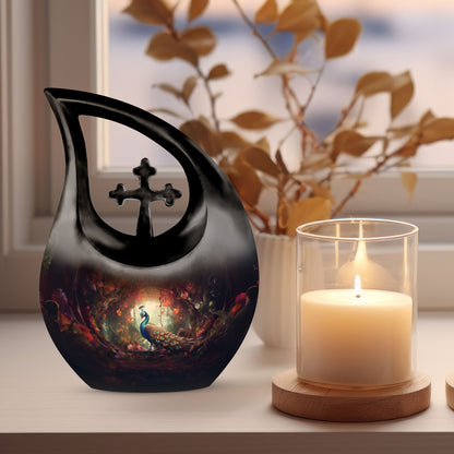 Peacock themed Memorial Urn for ashes