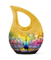 Peacock-themed memorial urn