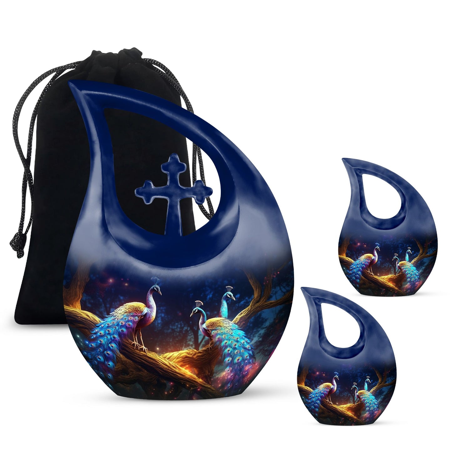 Peacock-themed Mini Urn for Ashes