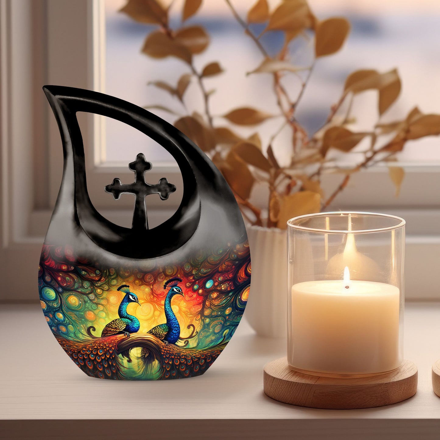 Peacock Urn