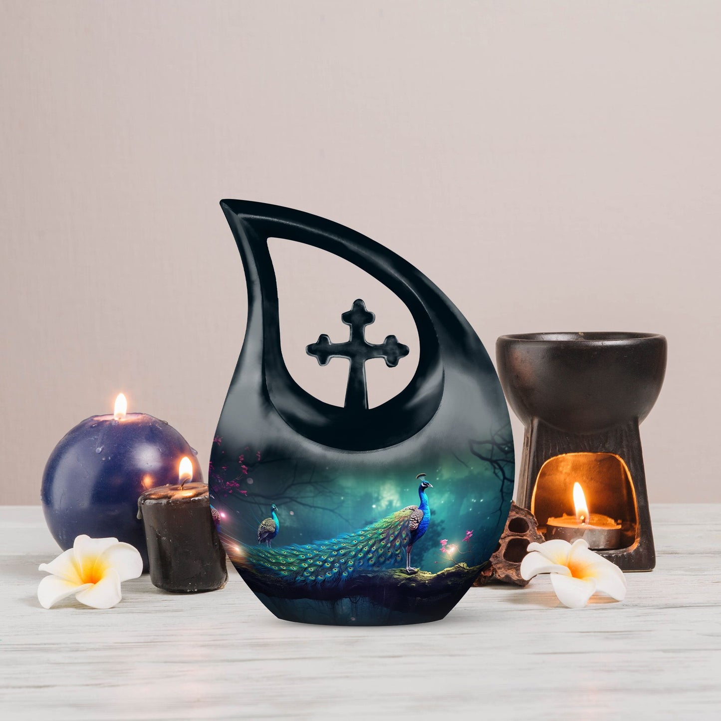Peacock Themed Urn for Ashes