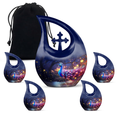 Peacock themed cremation urn