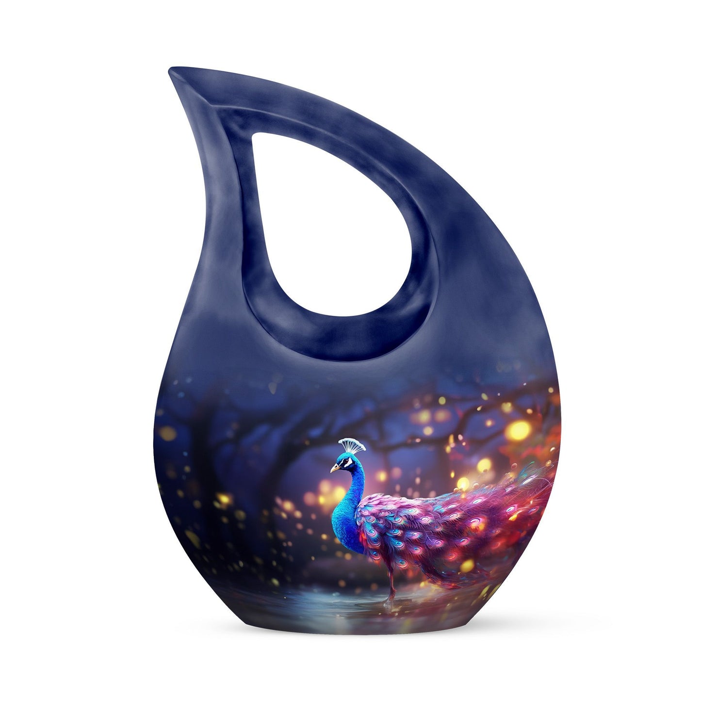 Peacock themed cremation urn