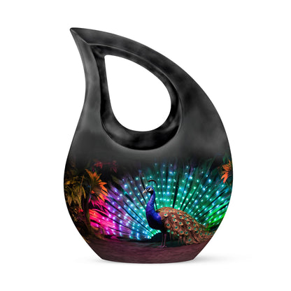 Cross Drop design Peacock Urn for ashes