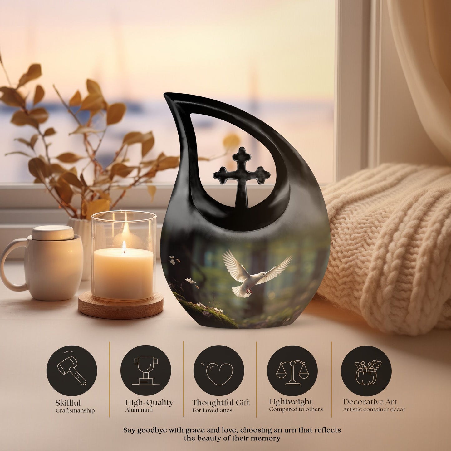 Dove Bird Themed Memorial Urn