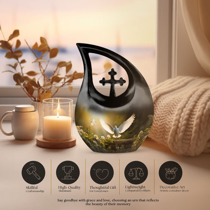 Dove Bird Cross Drop urn
