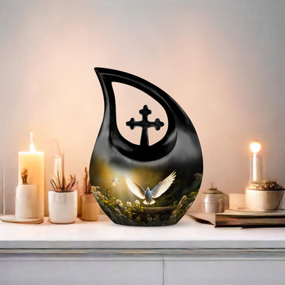 Dove Bird Cross Drop urn