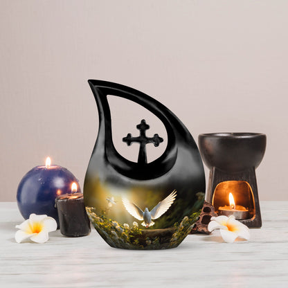 Dove Bird Cross Drop urn