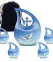 Blue Dove Bird Urn with Cross Drop design, Large 