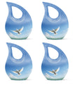 Blue Dove Bird Urn with Cross Drop design, Large 