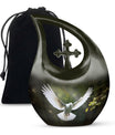 10-inch Dove Bird urn with Cross Drop design