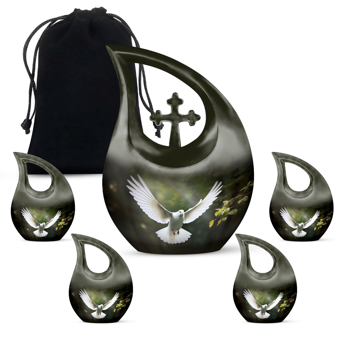 10-inch Dove Bird urn with Cross Drop design