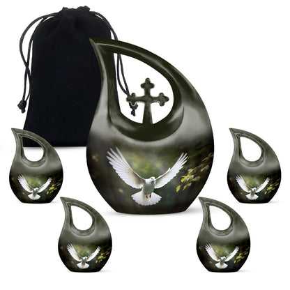10-inch Dove Bird urn with Cross Drop design