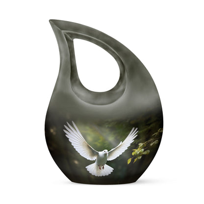 10-inch Dove Bird urn with Cross Drop design
