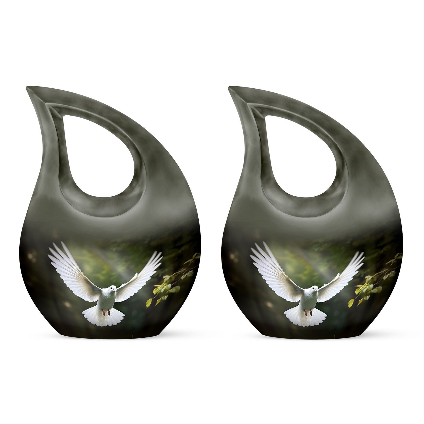 10-inch Dove Bird urn with Cross Drop design