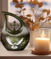 10-inch Dove Bird urn with Cross Drop design