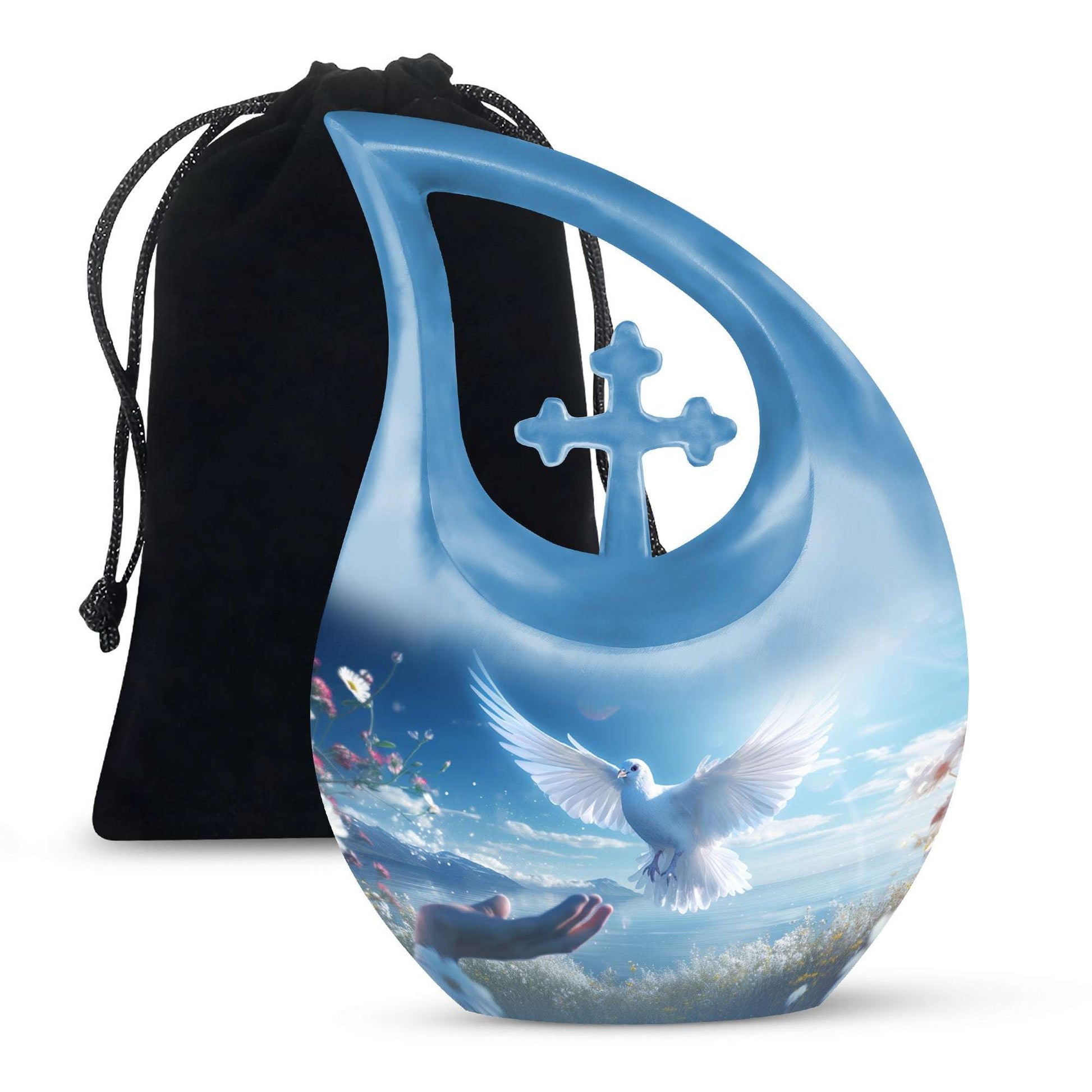Dove Funeral Urn For Human Ashes - Blue Memorial Keepsakes For Ashes