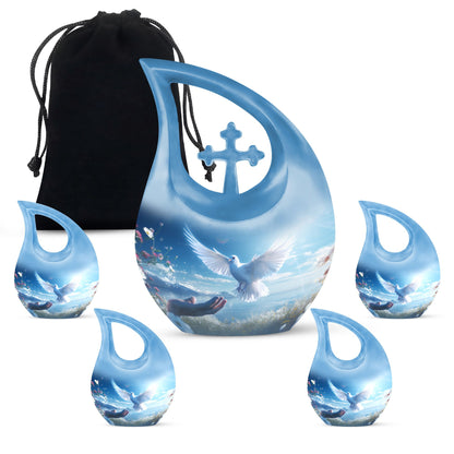 10-inch Dove Bird Urn with Cross Drop design, 