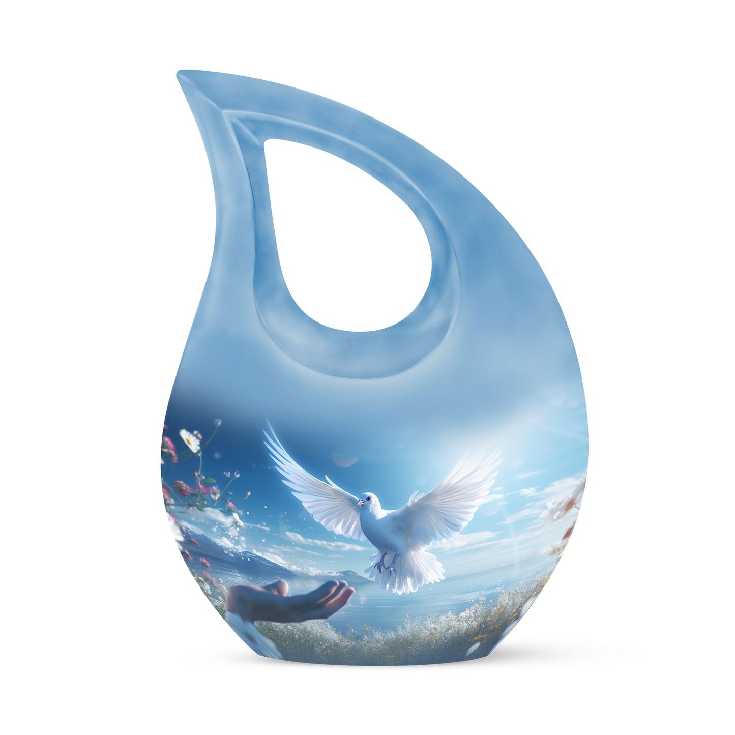 10-inch Dove Bird Urn with Cross Drop design, 