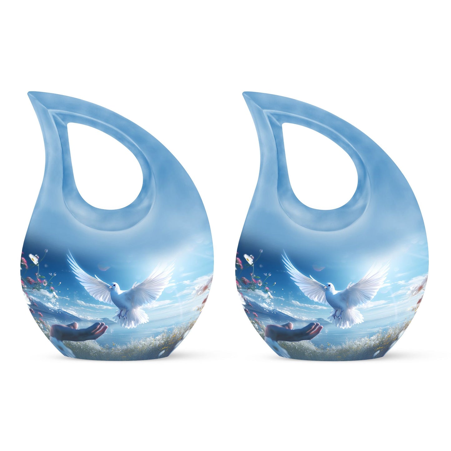 10-inch Dove Bird Urn with Cross Drop design, 