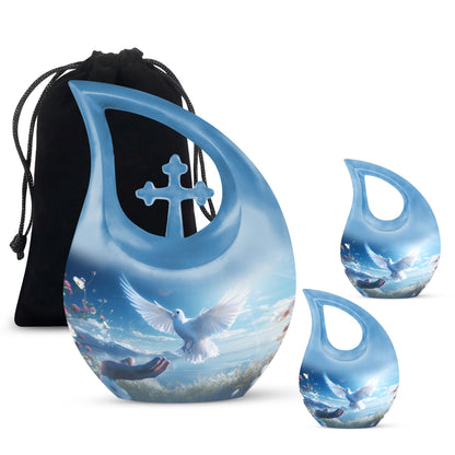 10-inch Dove Bird Urn with Cross Drop design, 