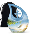 10-inch Dove Bird Urn with Cross Drop design, personalized 