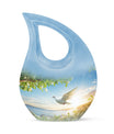 10-inch Dove Bird Urn with Cross Drop design, personalized 