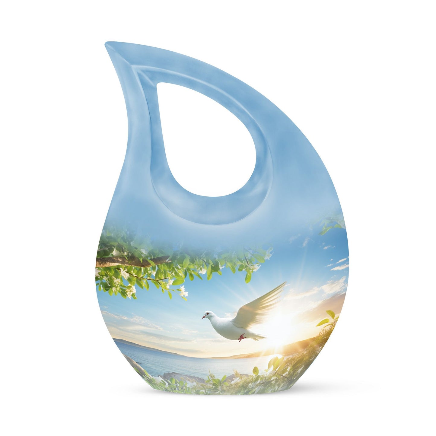 10-inch Dove Bird Urn with Cross Drop design, personalized 