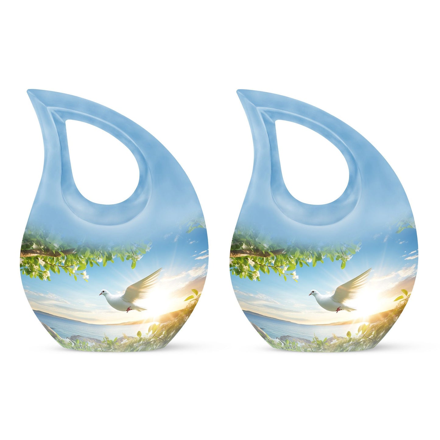 10-inch Dove Bird Urn with Cross Drop design, personalized 
